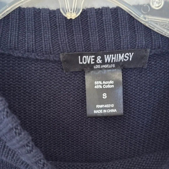 Boutique NEW YORK Womens Sweater Navy Blue size small Love and whiskey brand - Picture 3 of 4